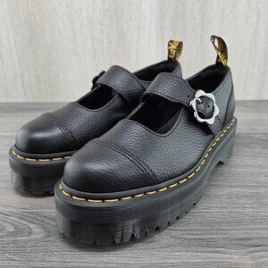 Dr. Martens Addina Flower Size 8 Womens Platform Leather Mary Janes Buckle Shoes